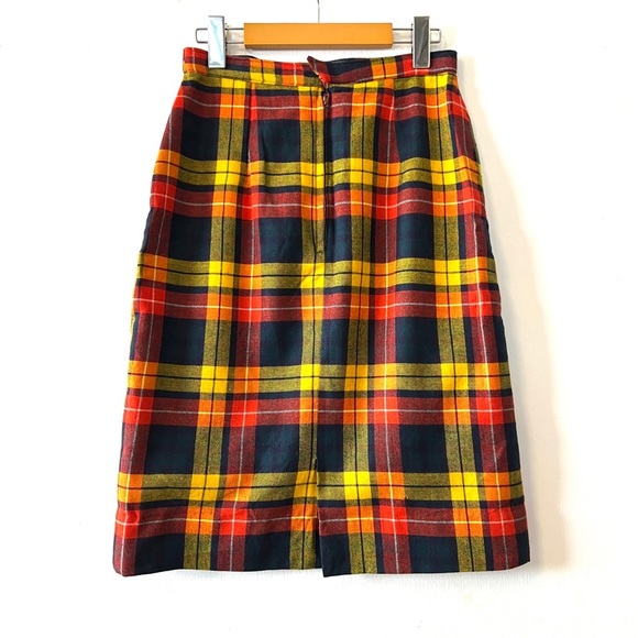 Clan Buchanan Tartan Pencil Skirt Wool Lined Vintage Hand Sewn Plaid Scottish - Picture 2 of 8